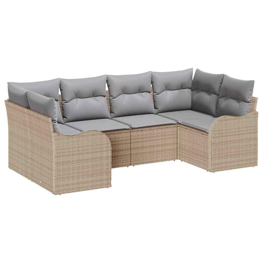 Tuin Sofa Set met kussen 6 pcs Beige Poly riet is nu te koop bij PeponiXL, paradijselijk wonen!