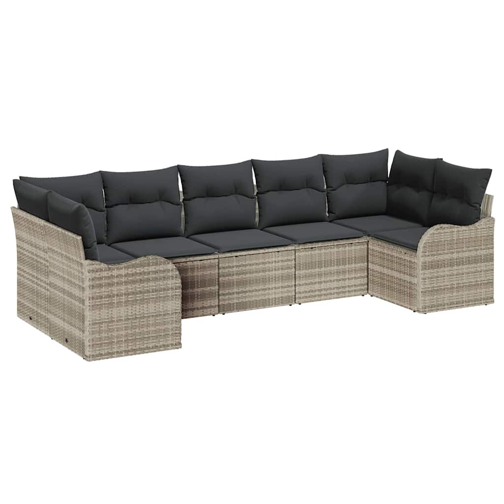 Tuin Sofa Set met kussen 7 pcs Lichtgrijs Poly riet is nu te koop bij PeponiXL, paradijselijk wonen!