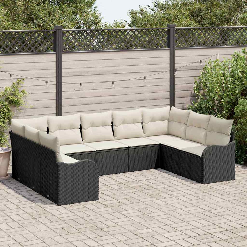 Tuin Sofa Set 9 pcs Zwart poly rattan is nu te koop bij PeponiXL, paradijselijk wonen!
