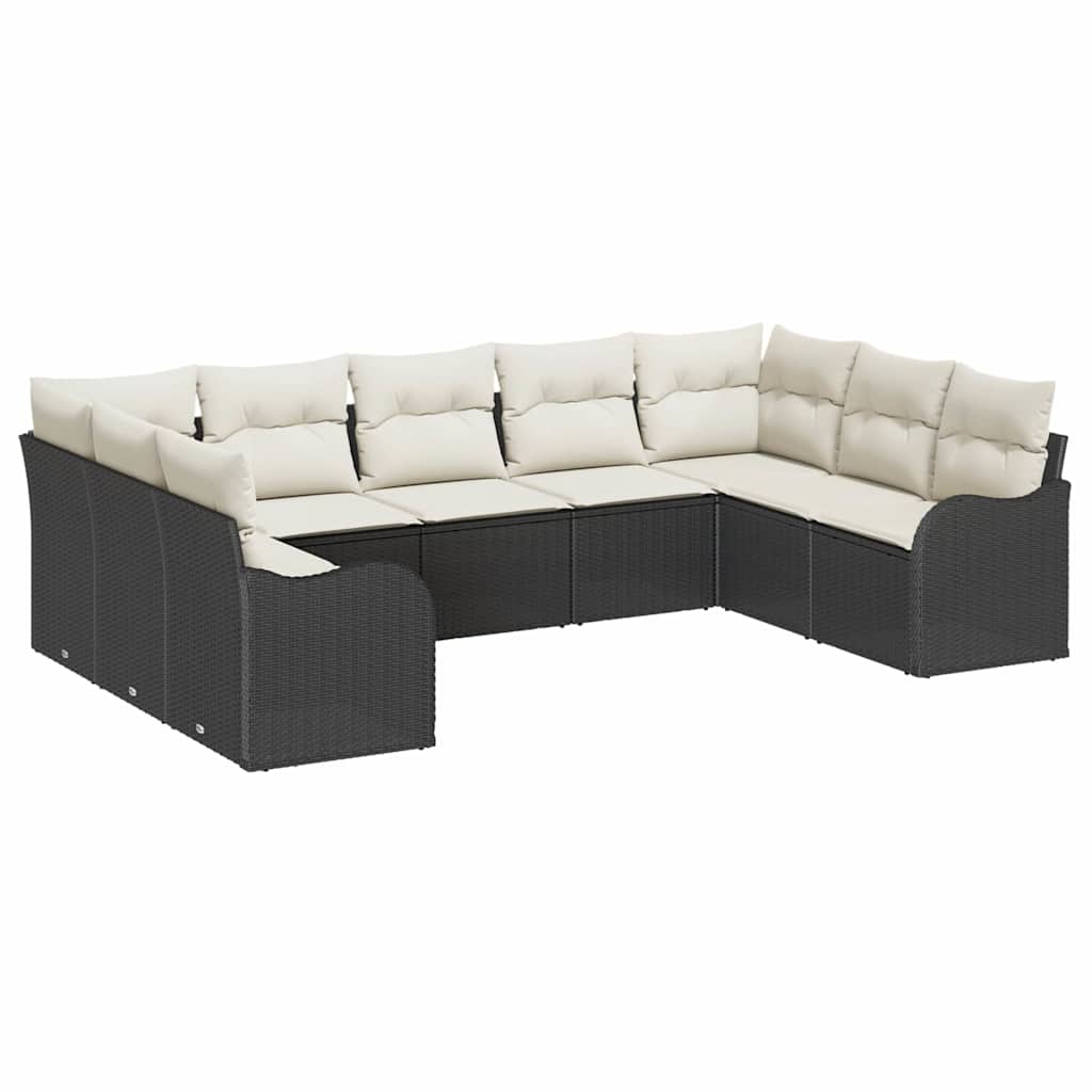 Tuin Sofa Set 9 pcs Zwart poly rattan is nu te koop bij PeponiXL, paradijselijk wonen!