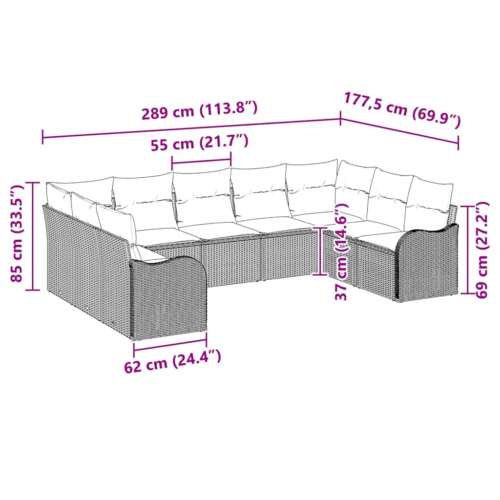 Tuin Sofa Set 9 pcs Zwart poly rattan is nu te koop bij PeponiXL, paradijselijk wonen!