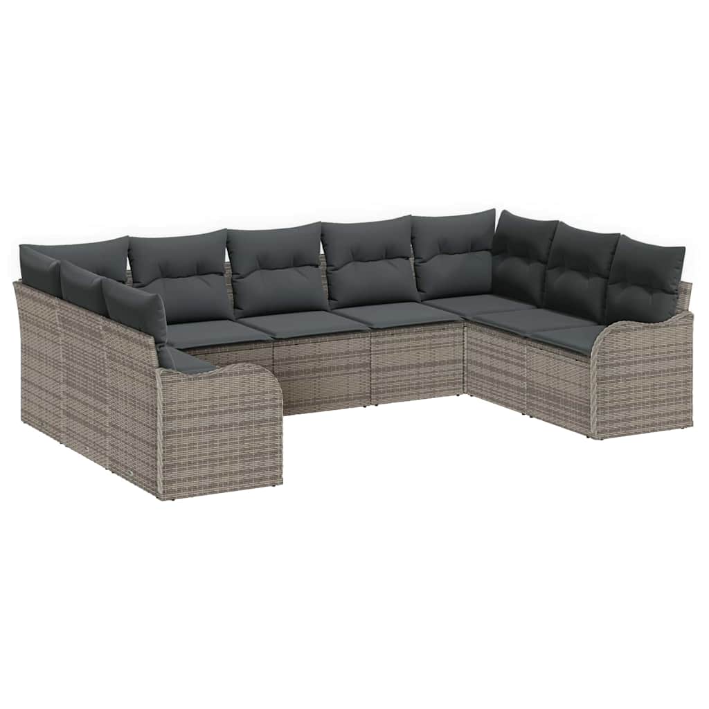 Tuin Sofa Set 9 pcs Grijs poly rattan is nu te koop bij PeponiXL, paradijselijk wonen!