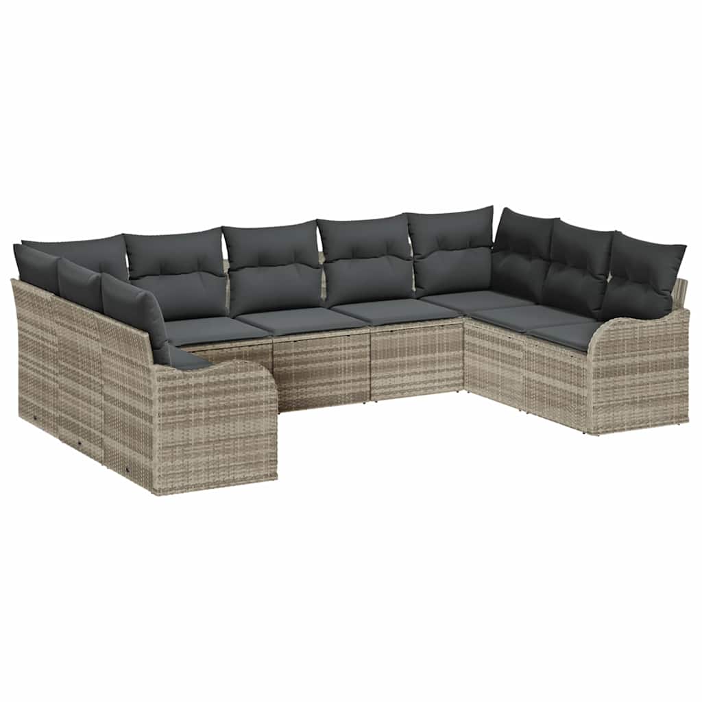 Tuin Sofa Set met kussen 9 pcs Lichtgrijs Poly riet is nu te koop bij PeponiXL, paradijselijk wonen!