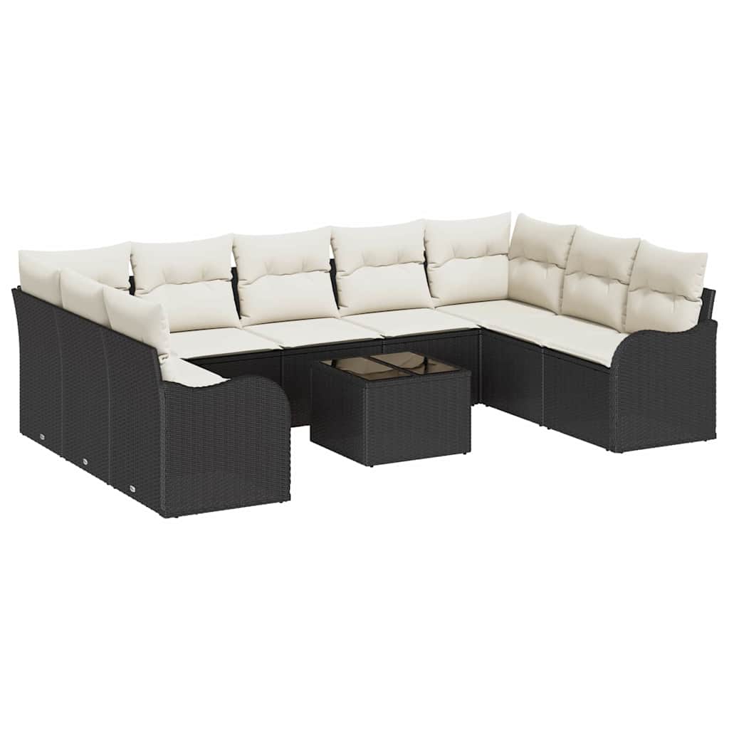 Tuin Sofa Set 10 pcs Zwart poly rattan is nu te koop bij PeponiXL, paradijselijk wonen!