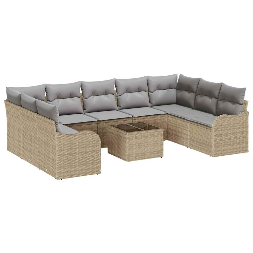 Tuin Sofa Set 10 pcs Beige poly rattan is nu te koop bij PeponiXL, paradijselijk wonen!