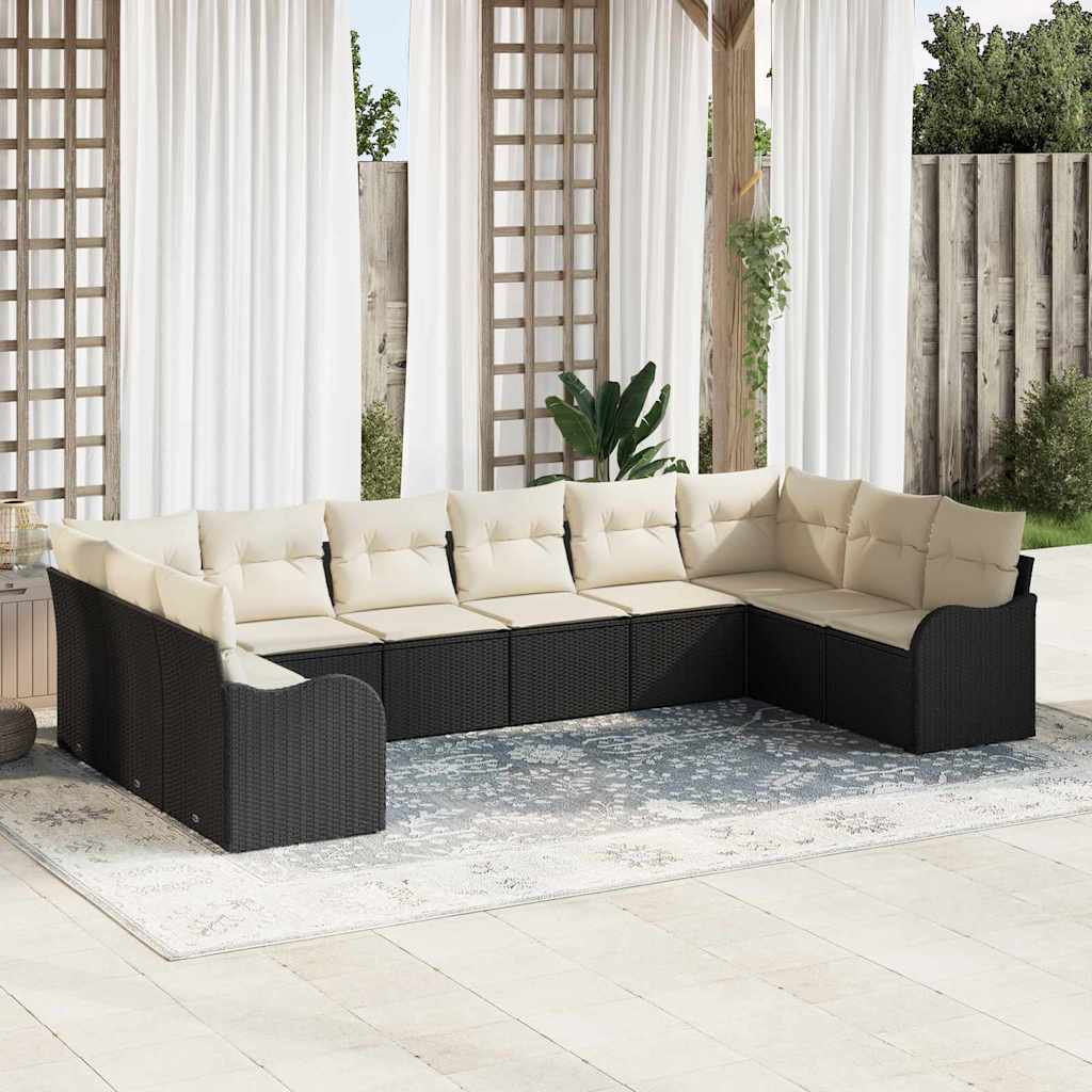 Tuin Sofa Set Zwart 344 x 177,5 x 85 cm poly rattan is nu te koop bij PeponiXL, paradijselijk wonen!