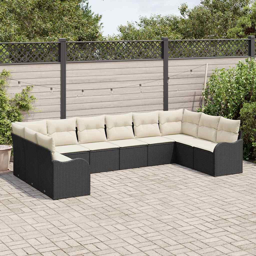Tuin Sofa Set Zwart 344 x 177,5 x 85 cm poly rattan is nu te koop bij PeponiXL, paradijselijk wonen!