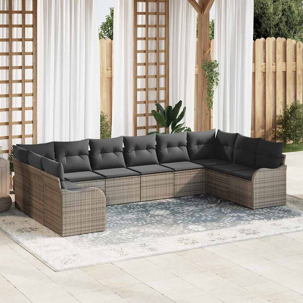 Tuin Sofa Set Grijs 344 x 177,5 x 85 cm poly rattan is nu te koop bij PeponiXL, paradijselijk wonen!