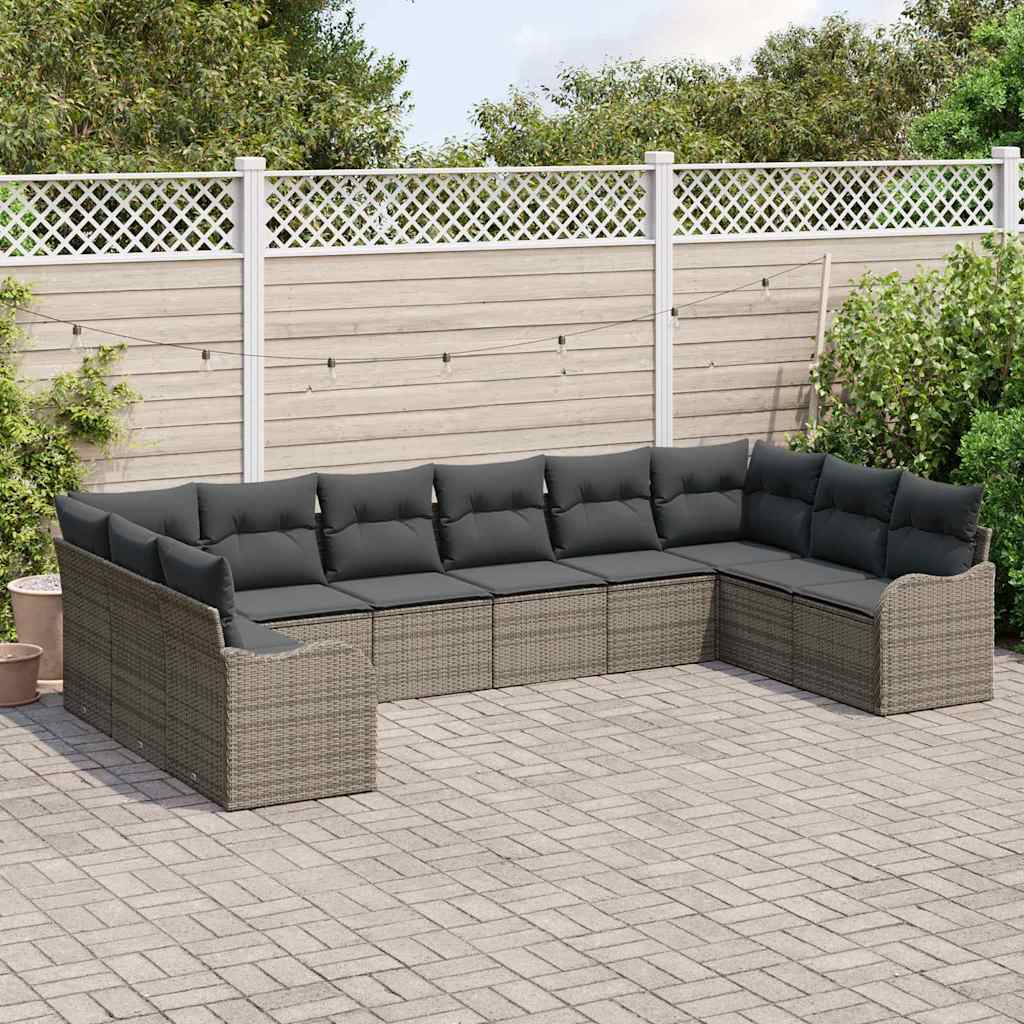 Tuin Sofa Set Grijs 344 x 177,5 x 85 cm poly rattan is nu te koop bij PeponiXL, paradijselijk wonen!