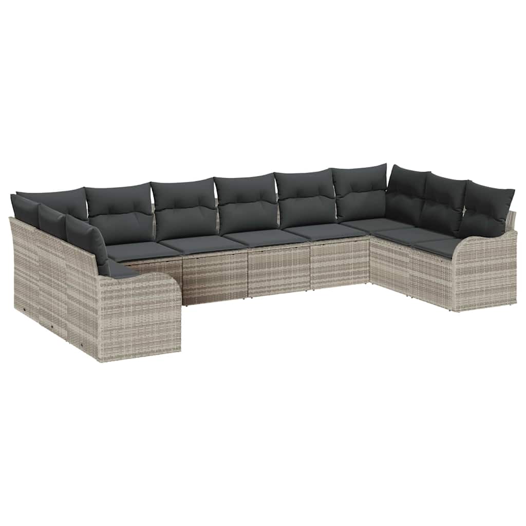 Tuin Sofa Set 10 pcs Lichtgrijs poly rattan is nu te koop bij PeponiXL, paradijselijk wonen!