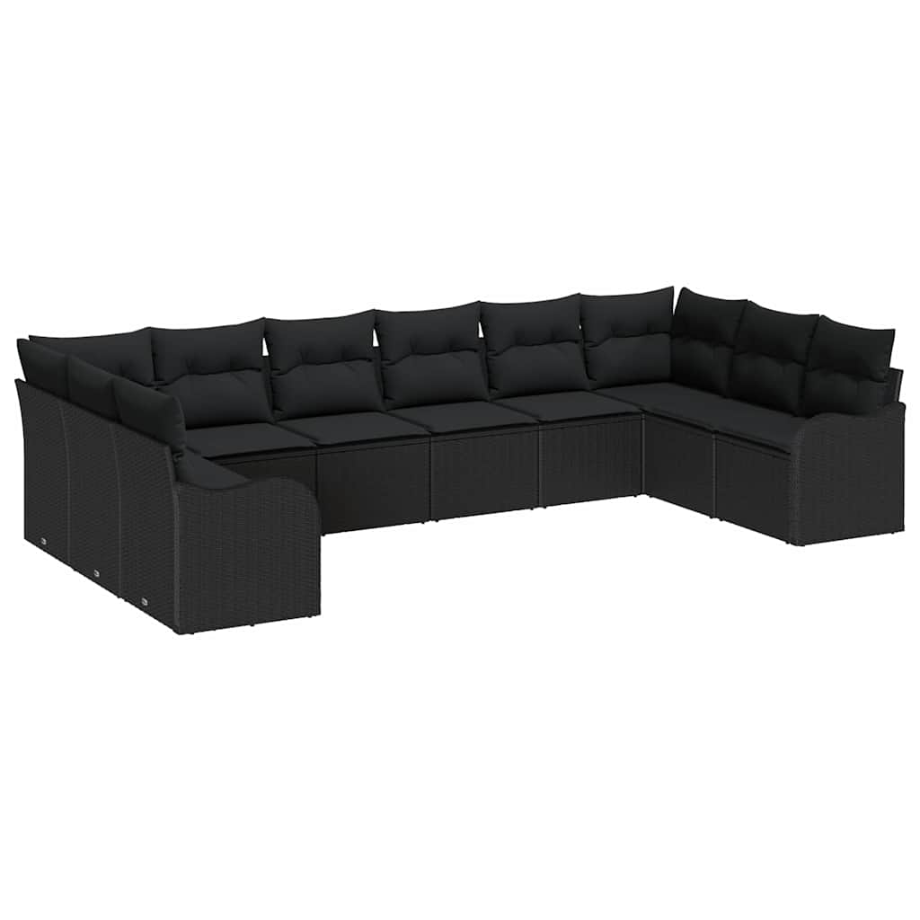 Tuin Sofa Set 10 pcs Zwart poly rattan is nu te koop bij PeponiXL, paradijselijk wonen!