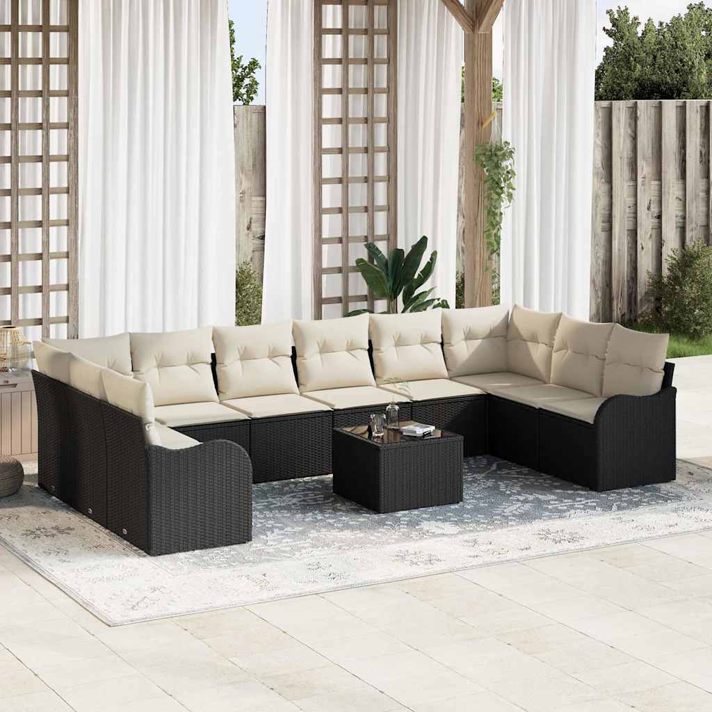 Tuin Sofa Set Zwart poly rattan is nu te koop bij PeponiXL, paradijselijk wonen!