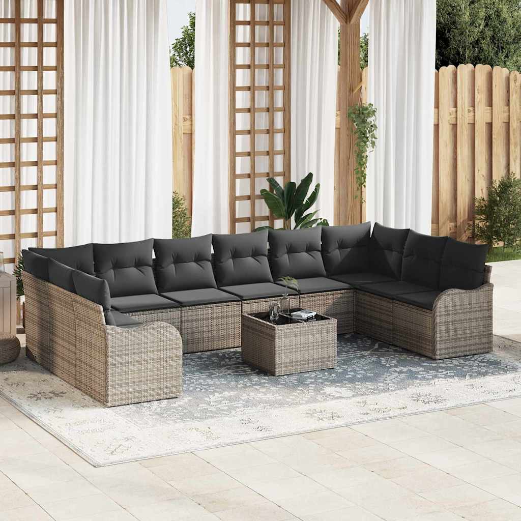 Tuin Sofa Set Grijs 55 x 55 x 37 cm poly rattan is nu te koop bij PeponiXL, paradijselijk wonen!
