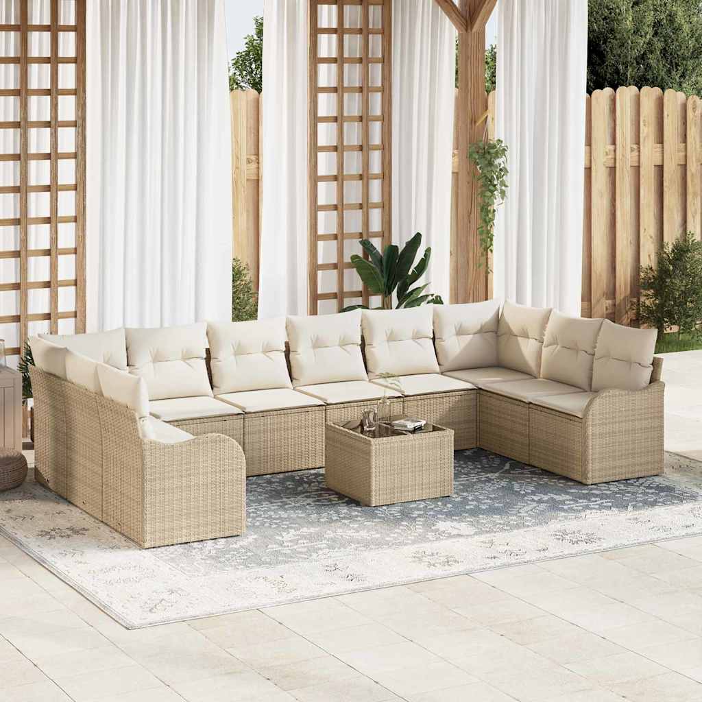 Tuin Sofa Set 11 pcs Beige poly rattan is nu te koop bij PeponiXL, paradijselijk wonen!