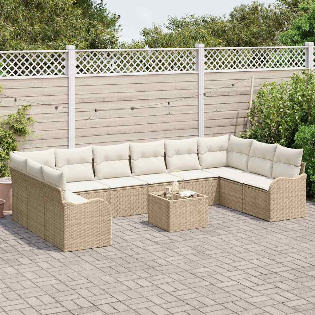 Tuin Sofa Set 11 pcs Beige poly rattan is nu te koop bij PeponiXL, paradijselijk wonen!