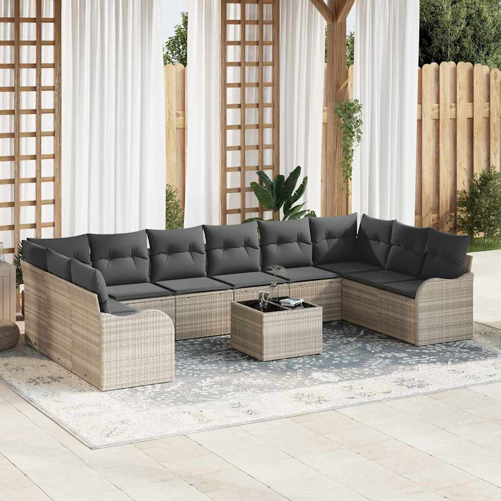 Tuin Sofa Set Lichtgrijs 55 x 55 x 37 cm poly rattan is nu te koop bij PeponiXL, paradijselijk wonen!