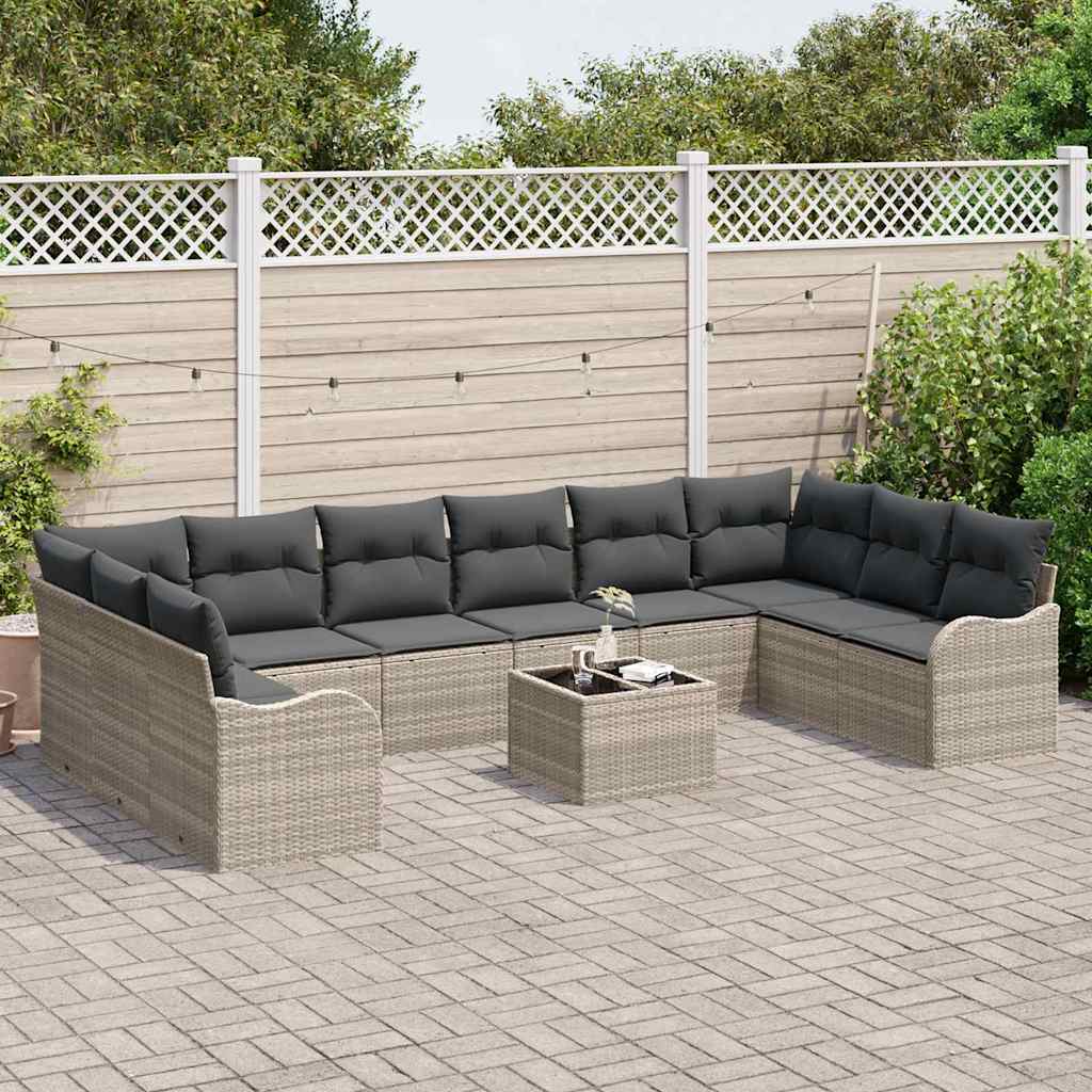 Tuin Sofa Set Lichtgrijs 55 x 55 x 37 cm poly rattan is nu te koop bij PeponiXL, paradijselijk wonen!