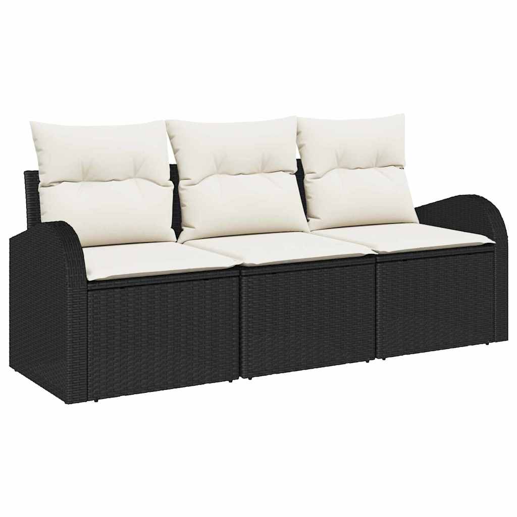 Tuin Sofa Set met kussen 3 pcs Zwart Poly riet is nu te koop bij PeponiXL, paradijselijk wonen!