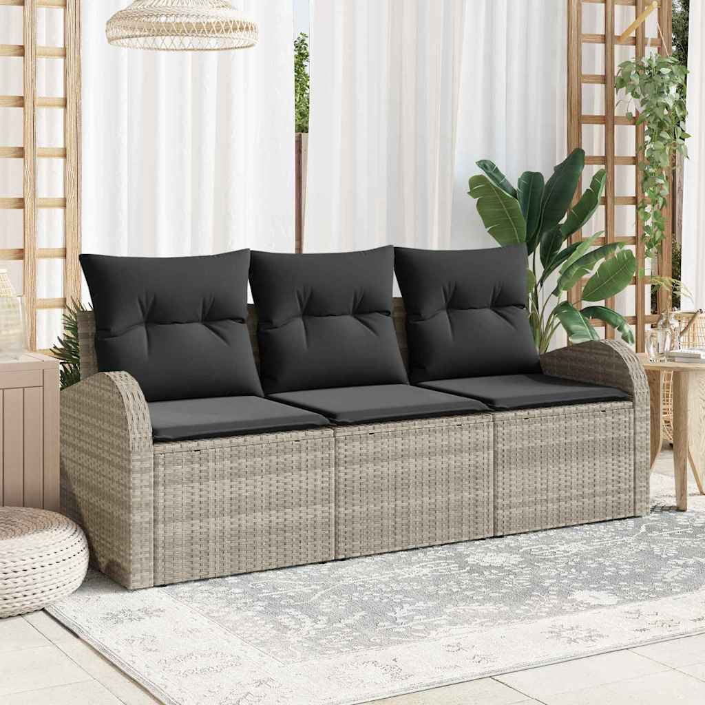 Tuin Sofa Set met kussen 3 pcs Lichtgrijs Poly riet is nu te koop bij PeponiXL, paradijselijk wonen!