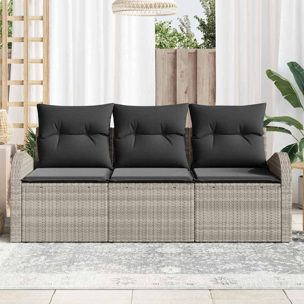 Tuin Sofa Set met kussen 3 pcs Lichtgrijs Poly riet is nu te koop bij PeponiXL, paradijselijk wonen!
