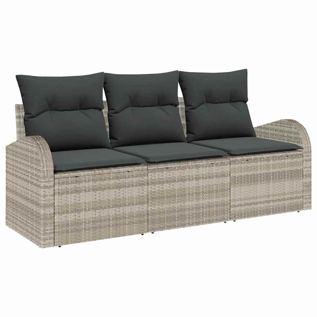 Tuin Sofa Set met kussen 3 pcs Lichtgrijs Poly riet is nu te koop bij PeponiXL, paradijselijk wonen!