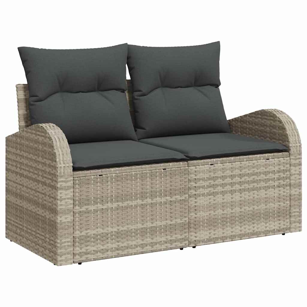 Tuin Sofa Set met kussen 3 pcs Lichtgrijs Poly riet is nu te koop bij PeponiXL, paradijselijk wonen!