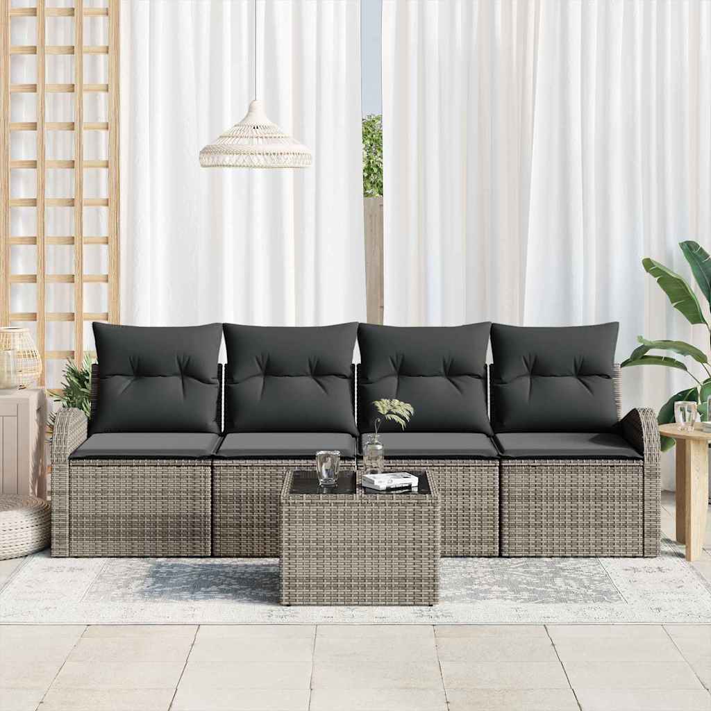 Tuin Sofa Set Grijs 55 x 55 x 37 cm poly rattan is nu te koop bij PeponiXL, paradijselijk wonen!
