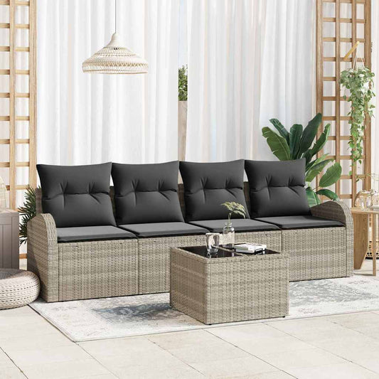 Tuin Sofa Set Lichtgrijs 55 x 55 x 37 cm poly rattan is nu te koop bij PeponiXL, paradijselijk wonen!
