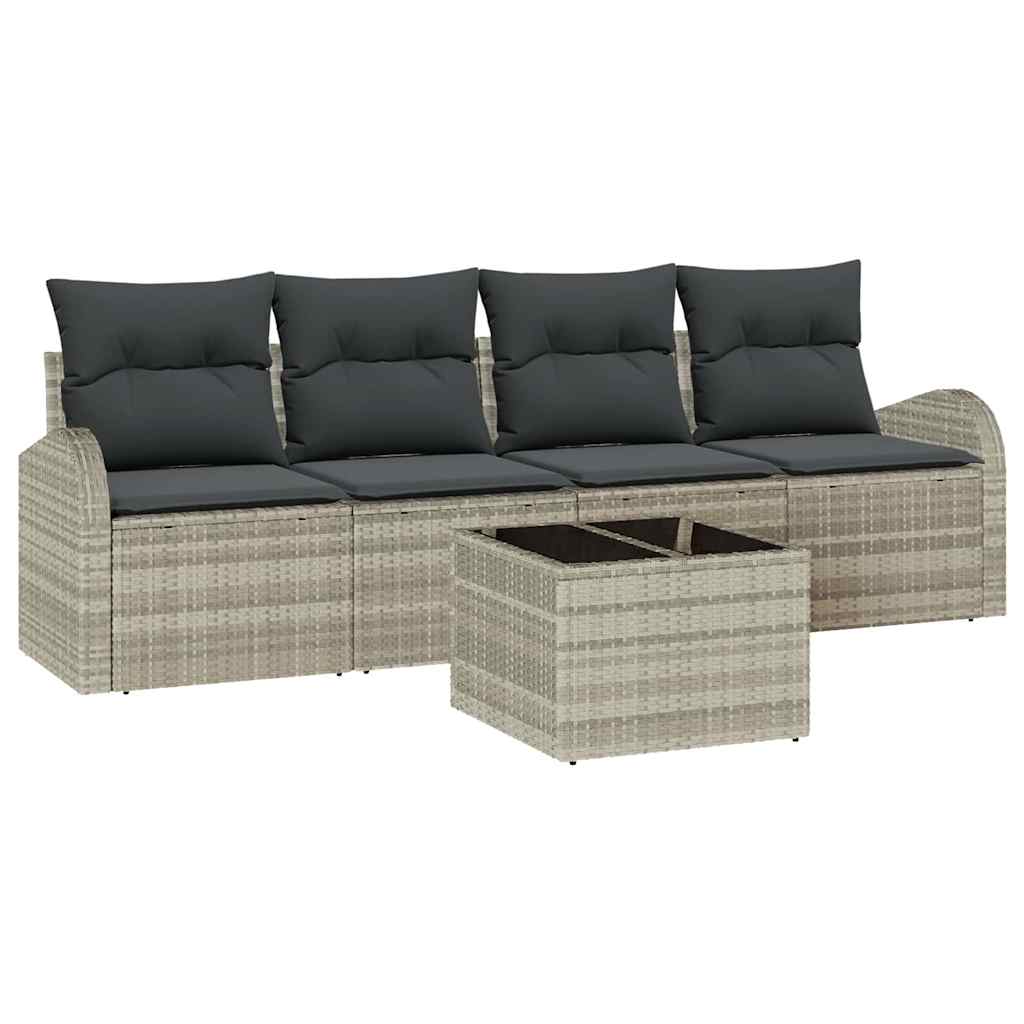 Tuin Sofa Set Lichtgrijs 55 x 55 x 37 cm poly rattan is nu te koop bij PeponiXL, paradijselijk wonen!
