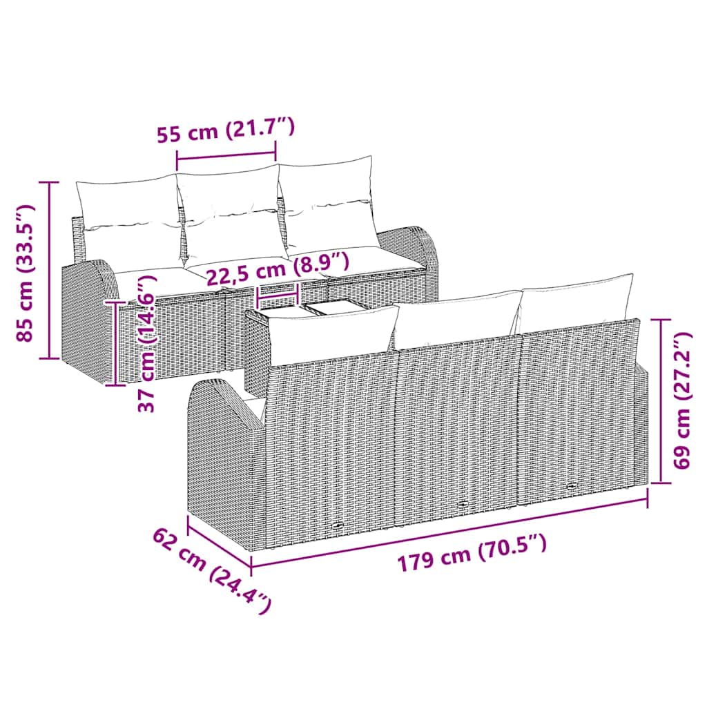 Tuin Sofa Set Beige 55 x 55 x 37 cm poly rattan is nu te koop bij PeponiXL, paradijselijk wonen!