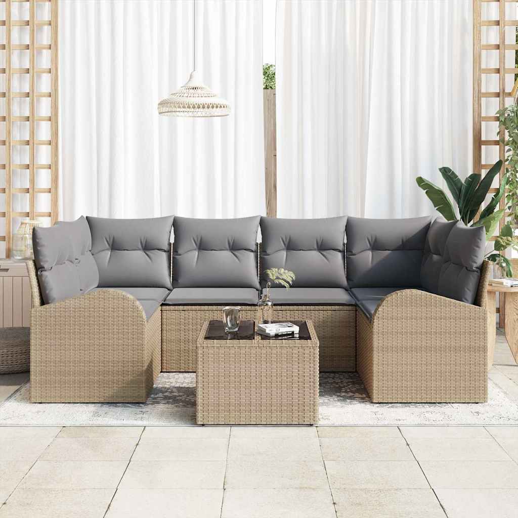 Tuin Sofa Set Beige 55 x 55 x 37 cm poly rattan is nu te koop bij PeponiXL, paradijselijk wonen!