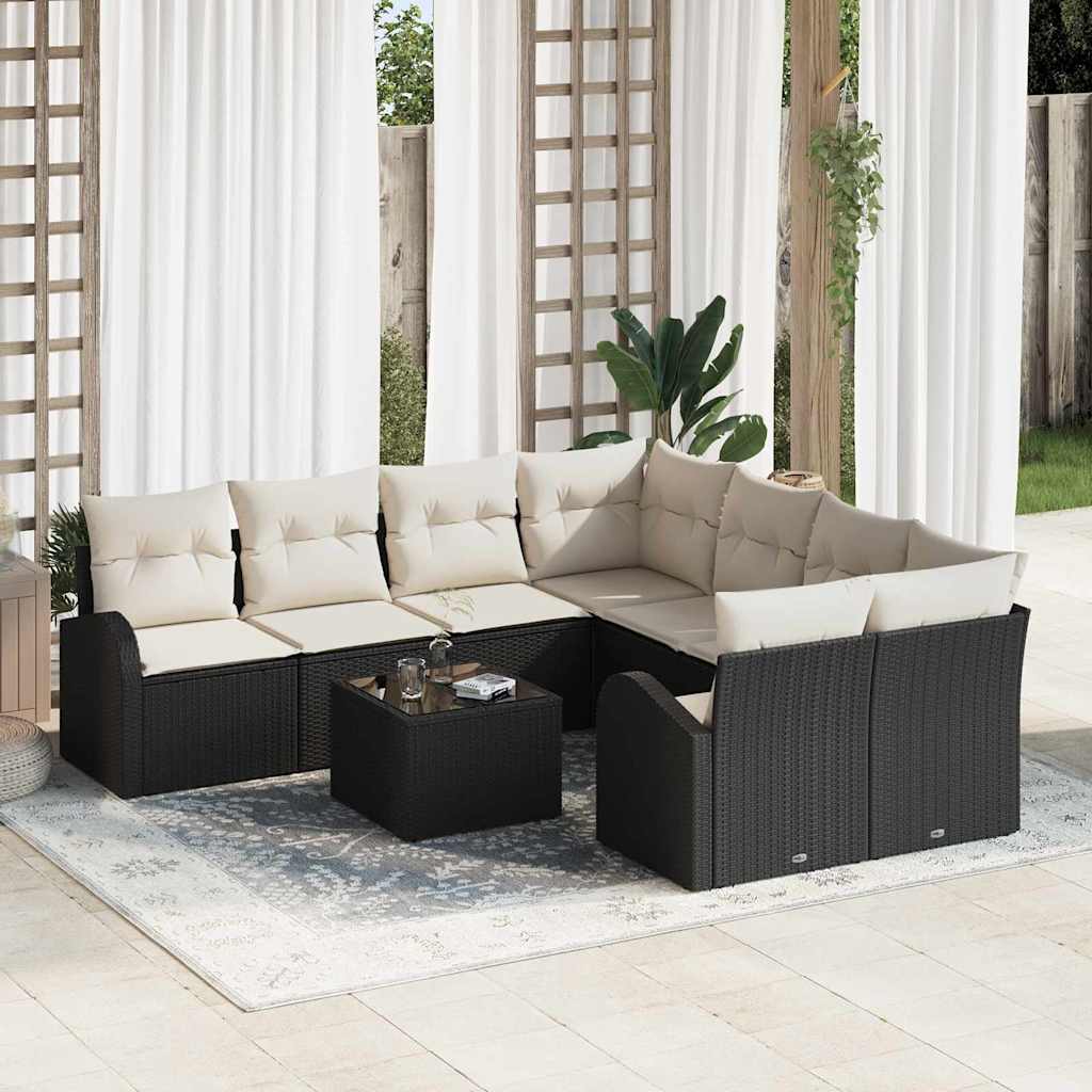 Tuin Sofa Set Zwart 55 x 55 x 37 cm poly rattan is nu te koop bij PeponiXL, paradijselijk wonen!