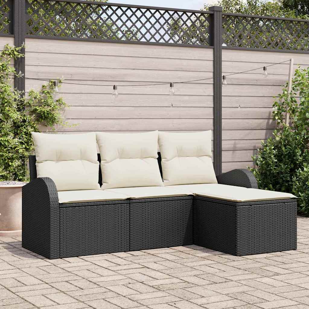 Tuin Sofa Set Zwart poly rattan is nu te koop bij PeponiXL, paradijselijk wonen!