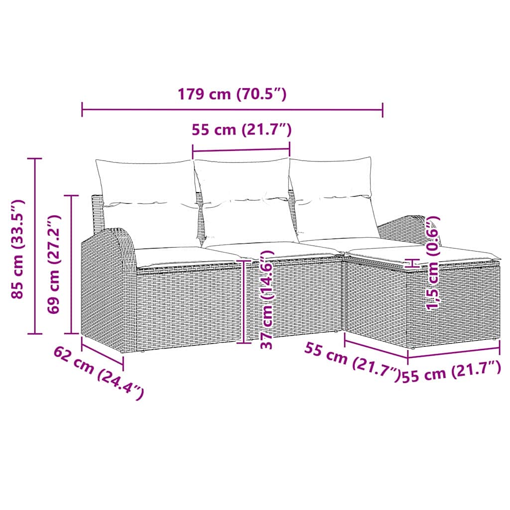 Tuin Sofa Set Beige poly rattan is nu te koop bij PeponiXL, paradijselijk wonen!