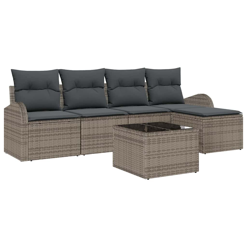 Tuin Sofa Set 6 pcs Grijs poly rattan is nu te koop bij PeponiXL, paradijselijk wonen!