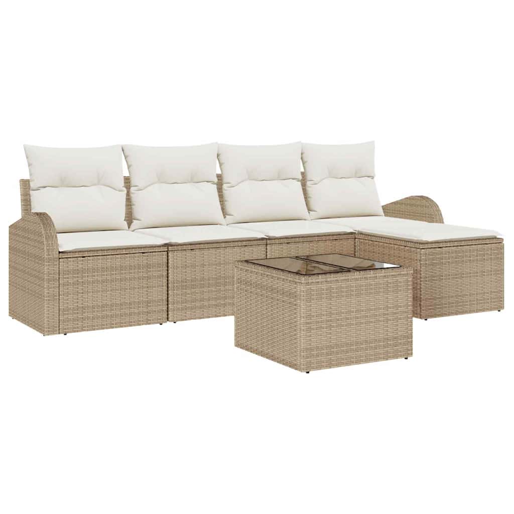 Tuin Sofa Set met kussen 6 pcs Beige Poly riet