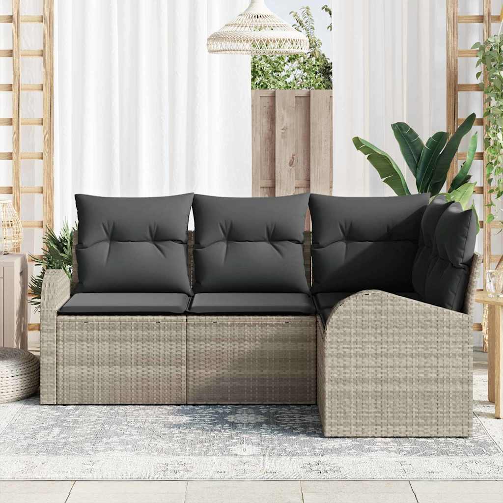 Tuin Sofa Set 4 pcs Lichtgrijs poly rattan is nu te koop bij PeponiXL, paradijselijk wonen!