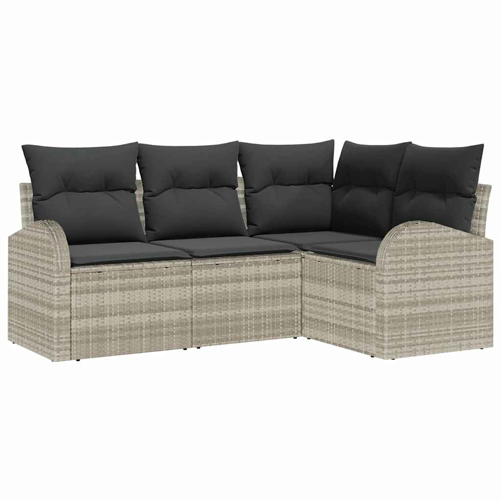 Tuin Sofa Set 4 pcs Lichtgrijs poly rattan is nu te koop bij PeponiXL, paradijselijk wonen!