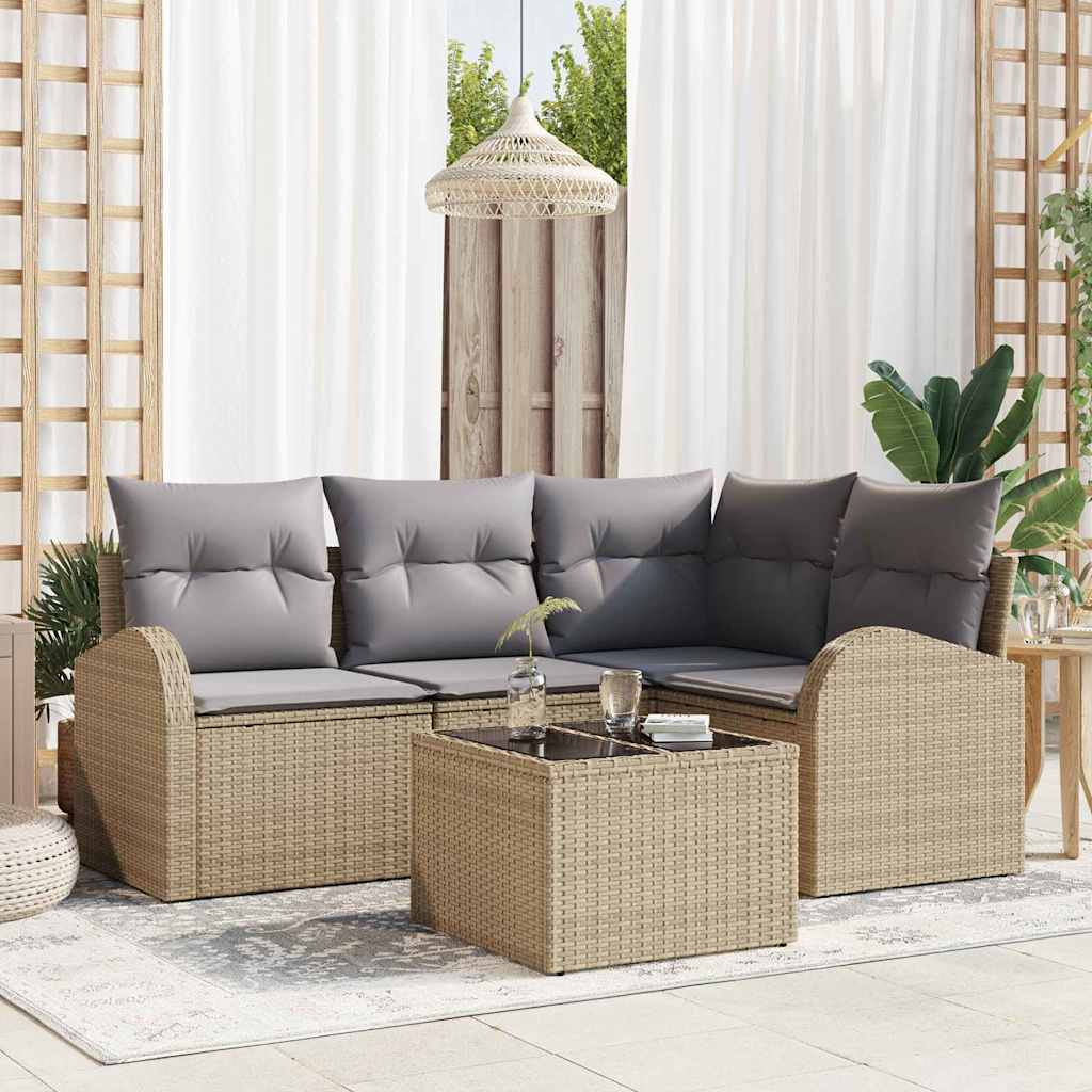 Tuin Sofa Set Beige poly rattan is nu te koop bij PeponiXL, paradijselijk wonen!