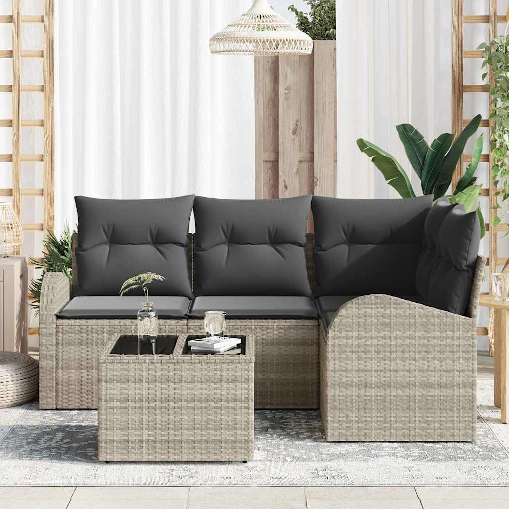 Tuin Sofa Set 5 pcs Lichtgrijs poly rattan is nu te koop bij PeponiXL, paradijselijk wonen!