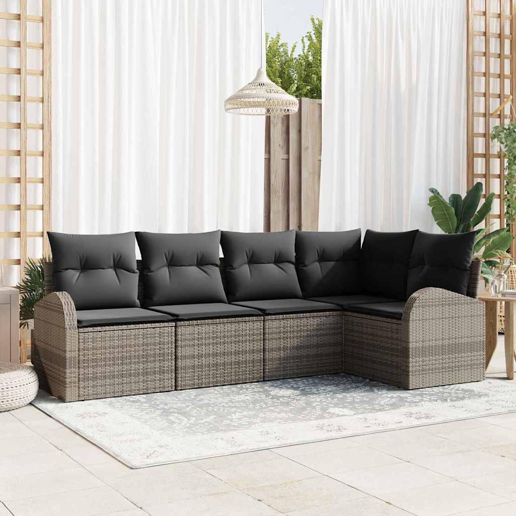 Bankstel met kussen 5 pcs Grijs Polyester is nu te koop bij PeponiXL, paradijselijk wonen!
