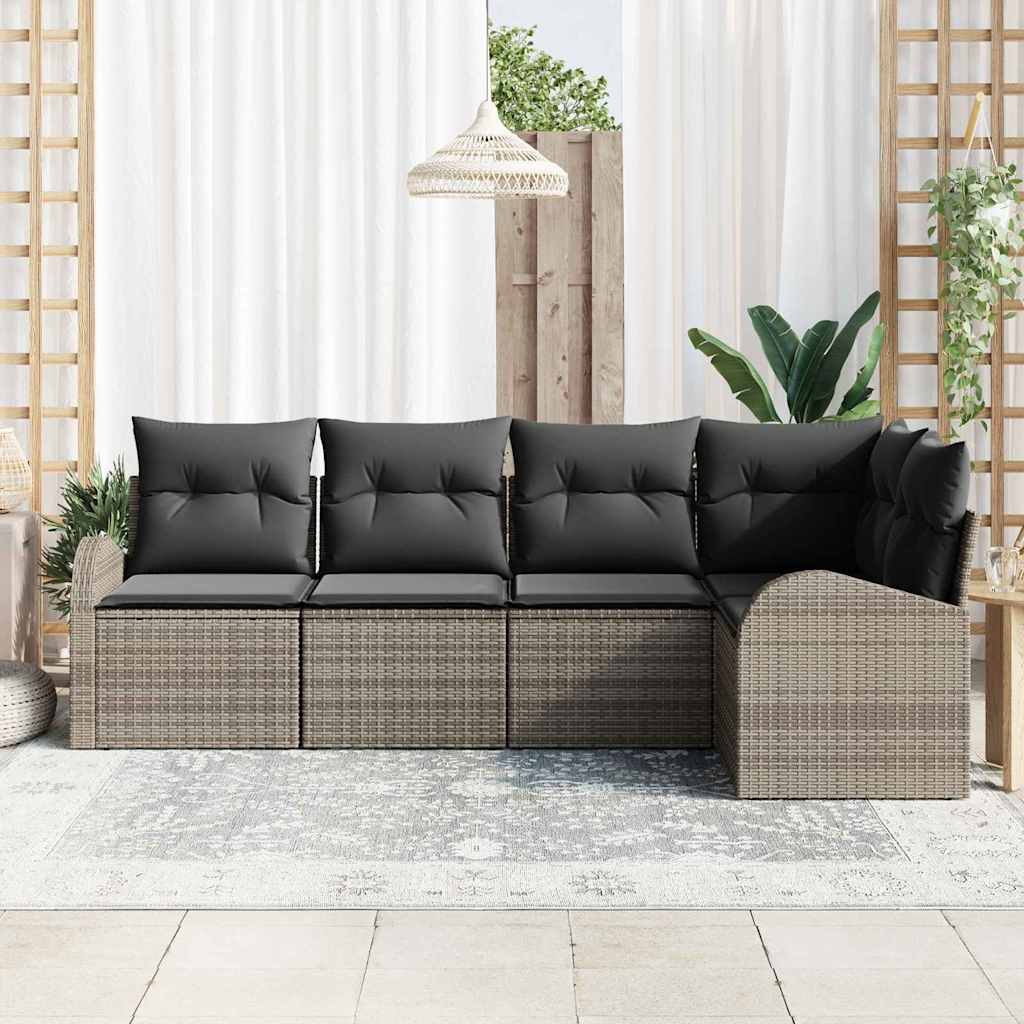 Bankstel met kussen 5 pcs Grijs Polyester is nu te koop bij PeponiXL, paradijselijk wonen!