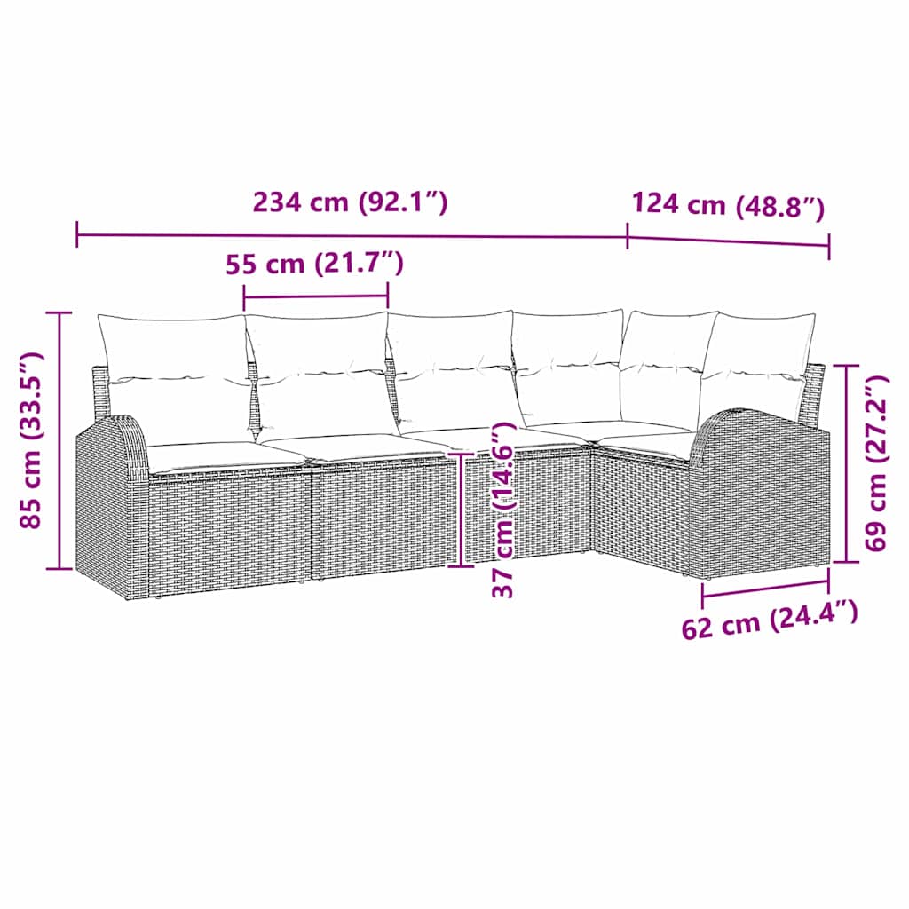 Bankstel met kussen 5 pcs Grijs Polyester is nu te koop bij PeponiXL, paradijselijk wonen!
