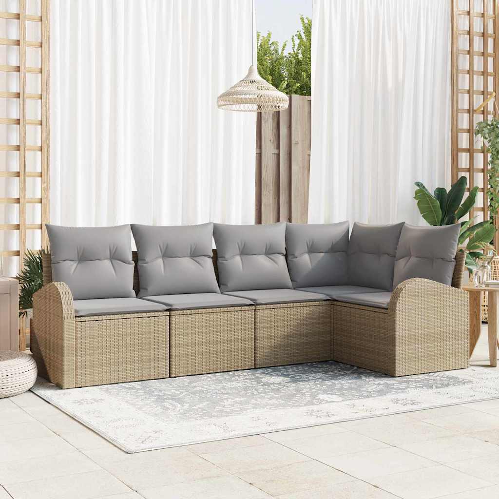 Bankstel met kussen 5 pcs Beige Polyester is nu te koop bij PeponiXL, paradijselijk wonen!