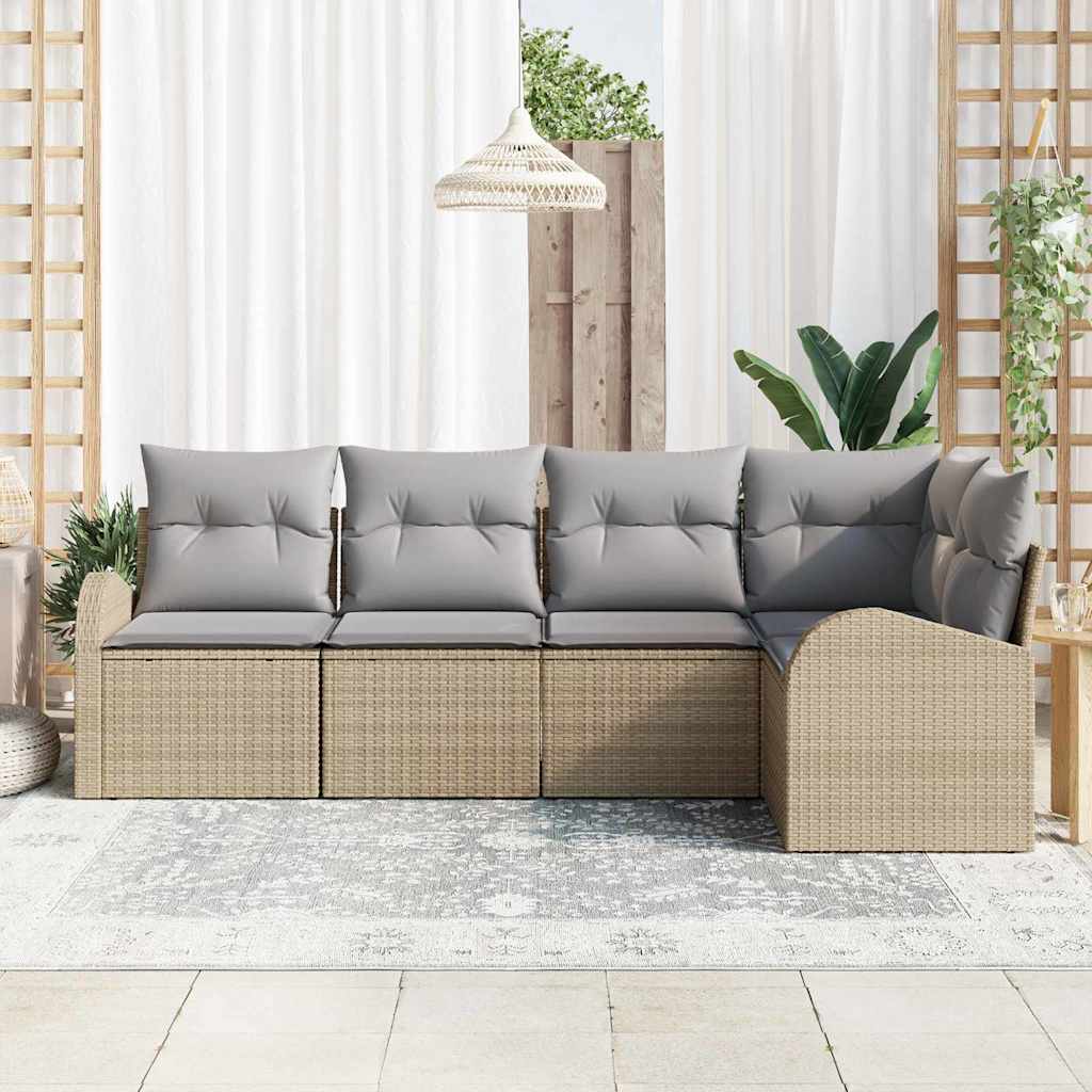 Bankstel met kussen 5 pcs Beige Polyester is nu te koop bij PeponiXL, paradijselijk wonen!