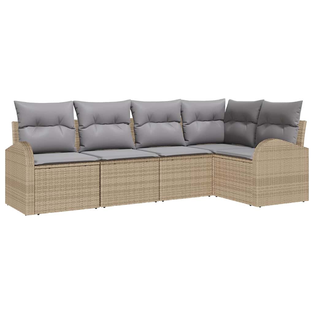 Bankstel met kussen 5 pcs Beige Polyester is nu te koop bij PeponiXL, paradijselijk wonen!