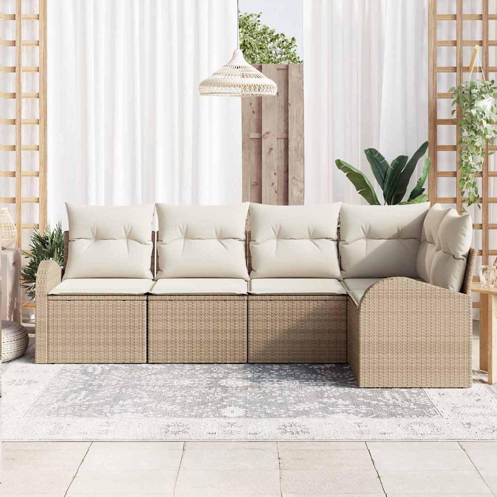 Bankstel met kussen 5 pcs Beige Polyester