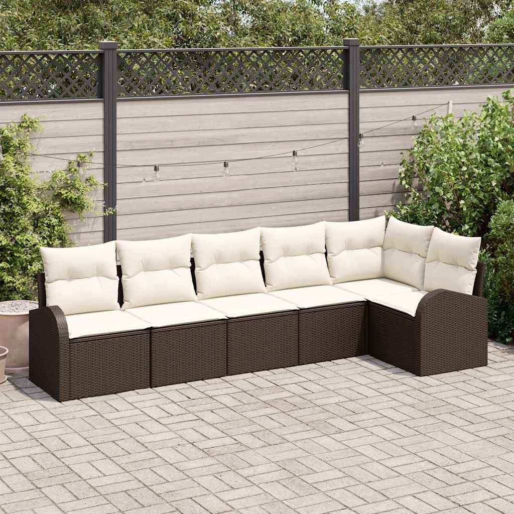Tuin Sofa Set met kussen 6 pcs Bruin Poly riet is nu te koop bij PeponiXL, paradijselijk wonen!