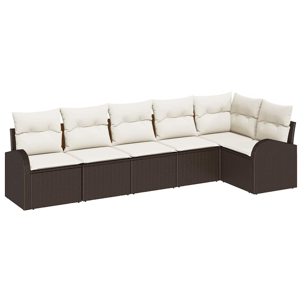 Tuin Sofa Set met kussen 6 pcs Bruin Poly riet is nu te koop bij PeponiXL, paradijselijk wonen!