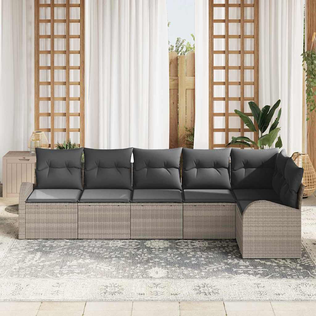 Tuin Sofa Set met kussen 6 pcs Lichtgrijs Poly riet is nu te koop bij PeponiXL, paradijselijk wonen!